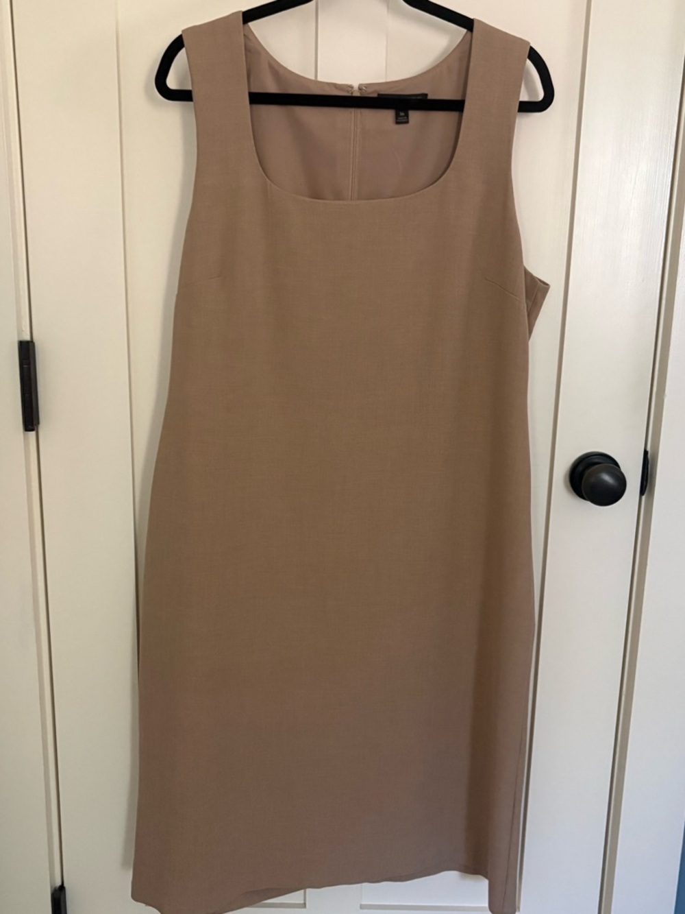Sleeveless Tan Shift Dress - Classic Workwear